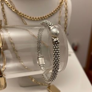 New Lagos Luna Pearl Rope Bracelet Caviar 925.